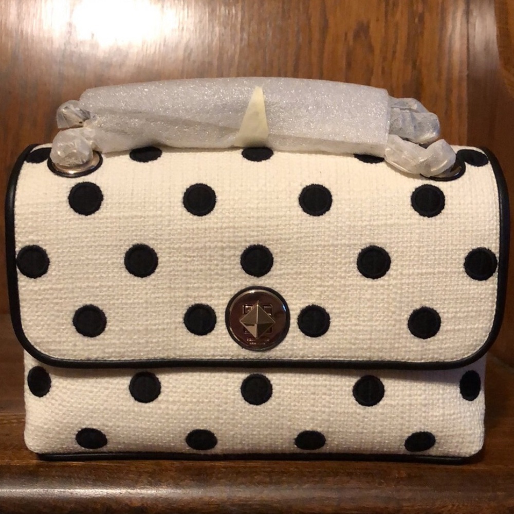 NWT-Kate Spade-Natalia Medium Flap Shoulder Bag-Cream Multi-Dot Print-$479